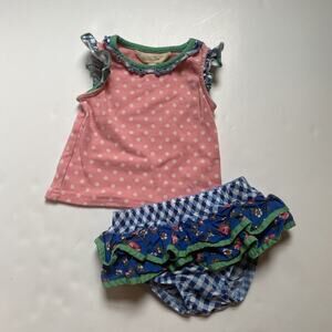 Matilda Jane MJ Two Piece Polk Dot Gingham Ruffle Outfit